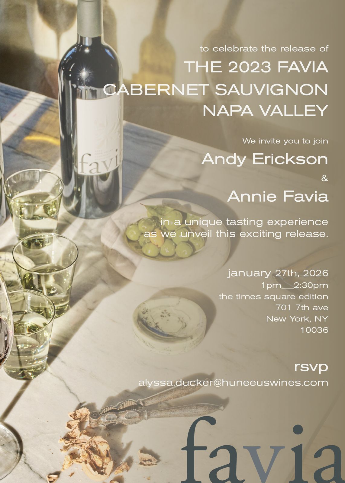 Favia tasting event invitation